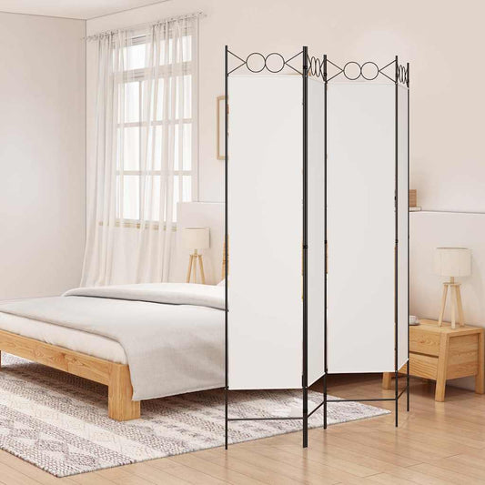 4-Panel Room Divider White 160x200 cm Fabric