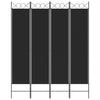 4-Panel Room Divider Black 160x200 cm Fabric