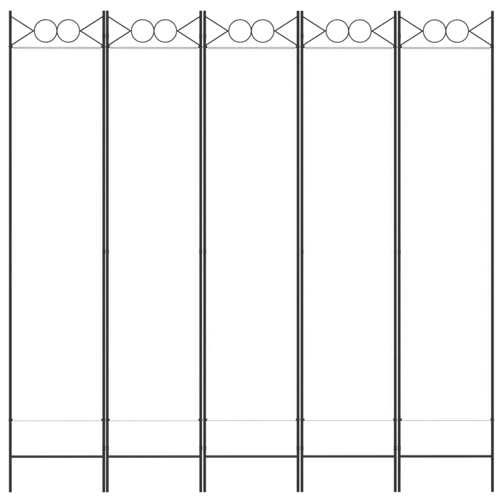 5-Panel Room Divider White 200x200 cm Fabric