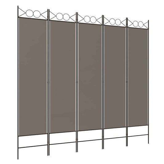 5-Panel Room Divider Anthracite 200x200 cm Fabric