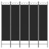 5-Panel Room Divider Black 200x200 cm Fabric