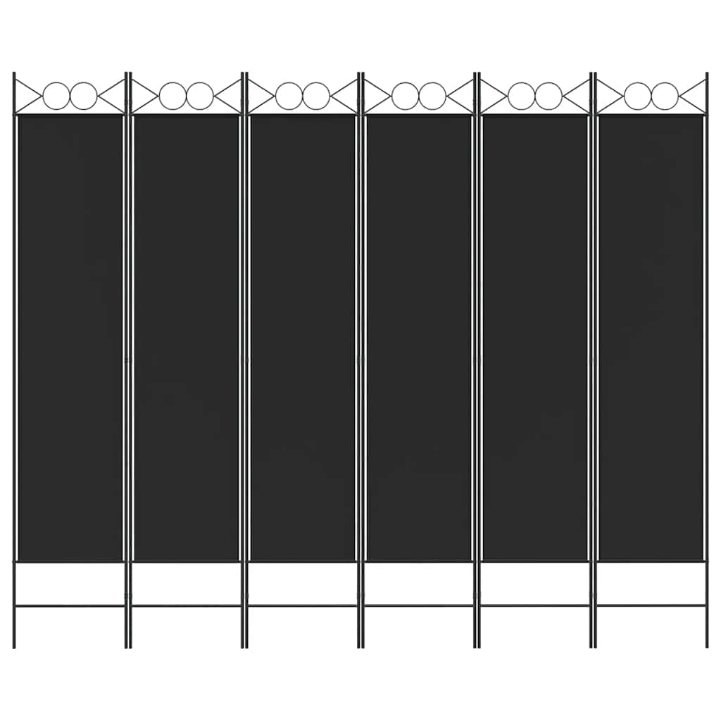 6-Panel Room Divider Black 240x200 cm Fabric