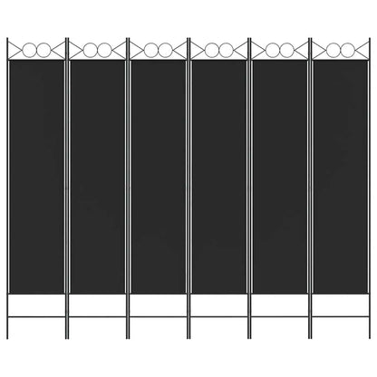 6-Panel Room Divider Black 240x200 cm Fabric
