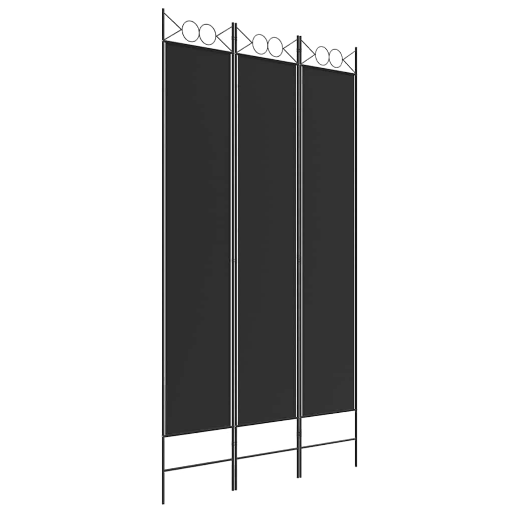 3-Panel Room Divider Black 120x220 cm Fabric