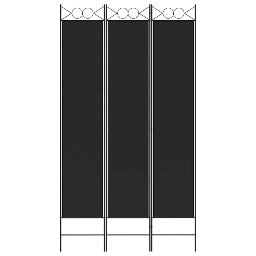 3-Panel Room Divider Black 120x220 cm Fabric