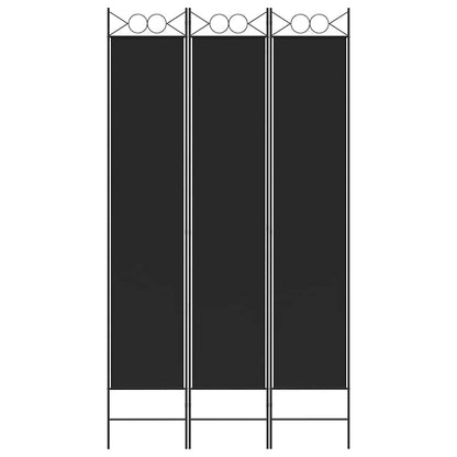 3-Panel Room Divider Black 120x220 cm Fabric