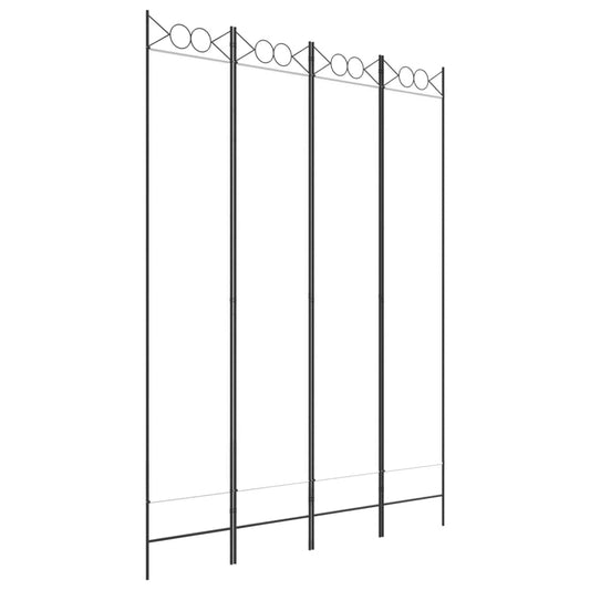 4-Panel Room Divider White 160x220 cm Fabric