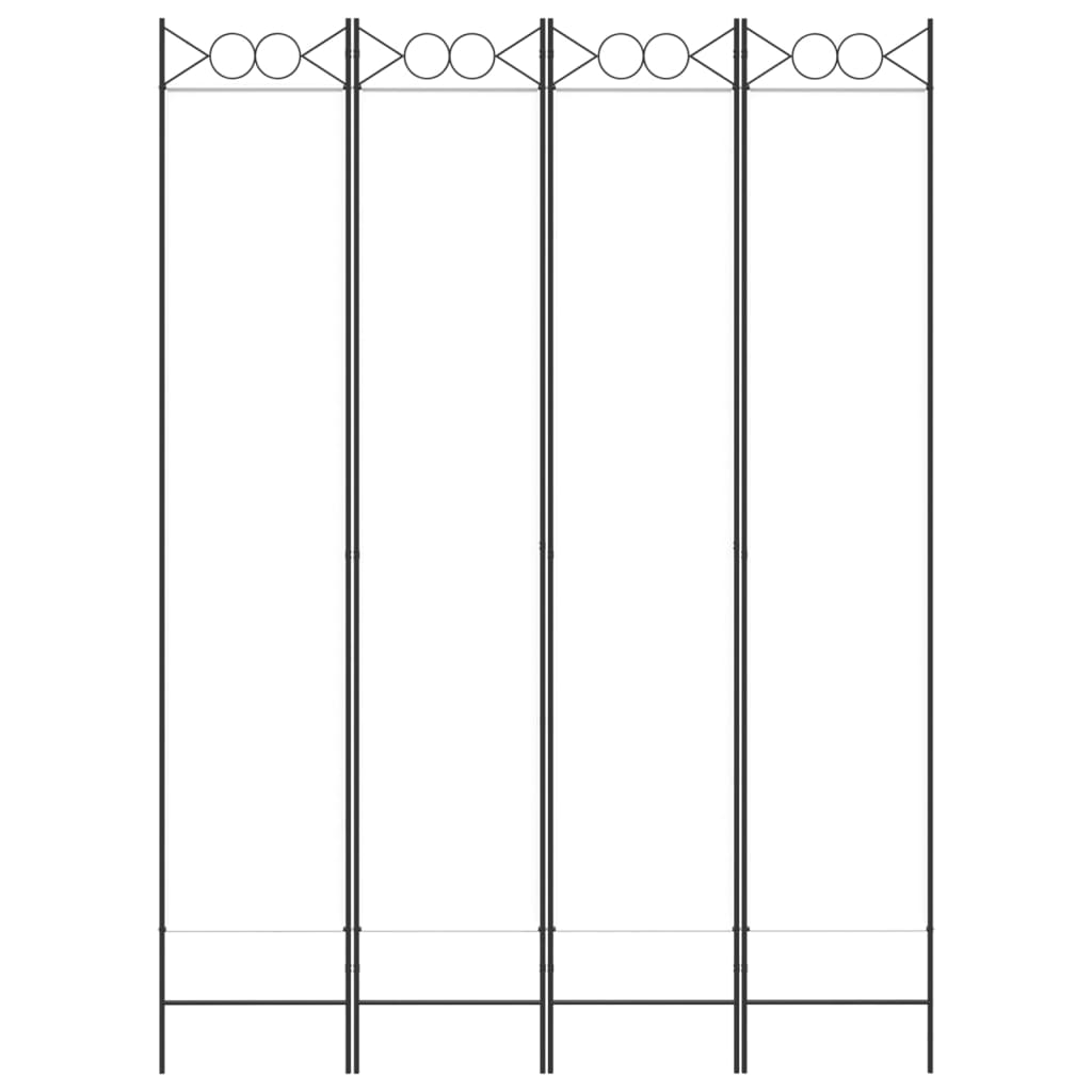 4-Panel Room Divider White 160x220 cm Fabric