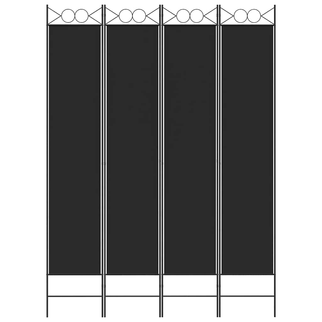 4-Panel Room Divider Black 160x220 cm Fabric