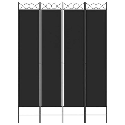 4-Panel Room Divider Black 160x220 cm Fabric