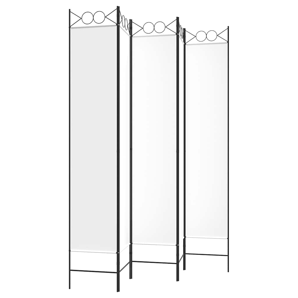 5-Panel Room Divider White 200x220 cm Fabric