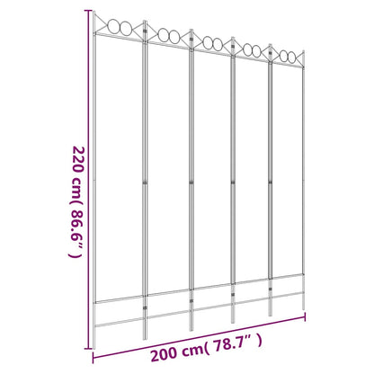 5-Panel Room Divider Anthracite 200x220 cm Fabric
