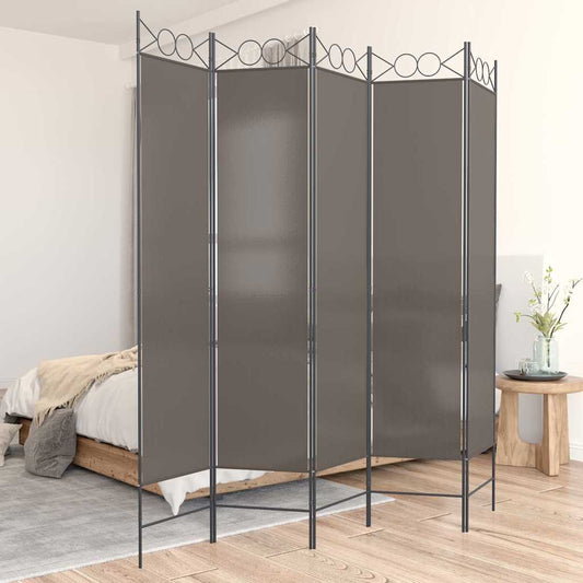 5-Panel Room Divider Anthracite 200x220 cm Fabric