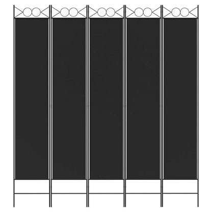 5-Panel Room Divider Black 200x220 cm Fabric