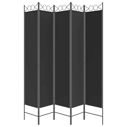 5-Panel Room Divider Black 200x220 cm Fabric