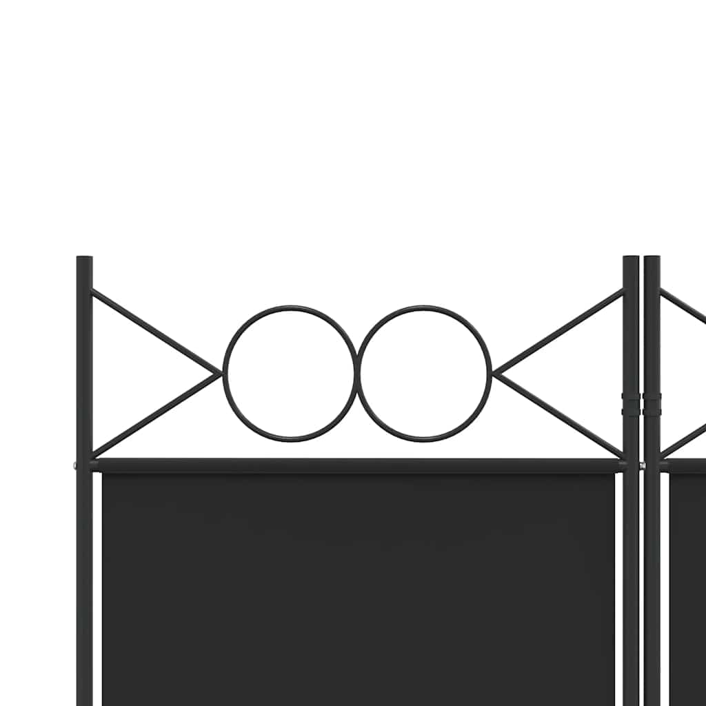 5-Panel Room Divider Black 200x220 cm Fabric