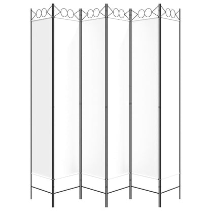 6-Panel Room Divider White 94.5"x86.6" Fabric