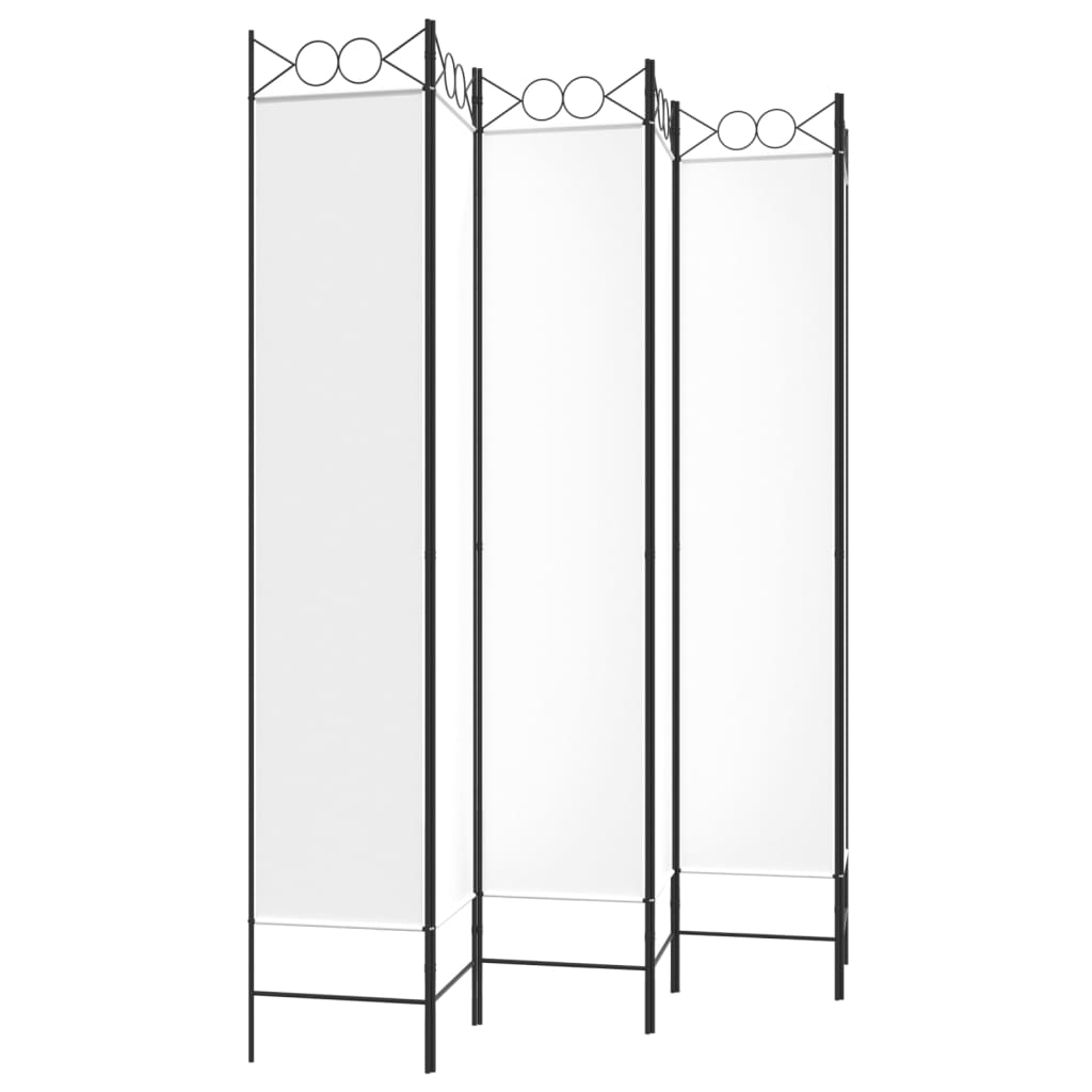 6-Panel Room Divider White 94.5"x86.6" Fabric