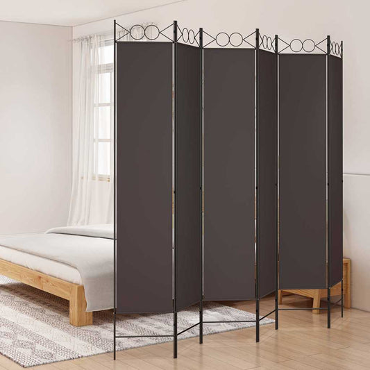 6-Panel Room Divider Brown 240x220 cm Fabric