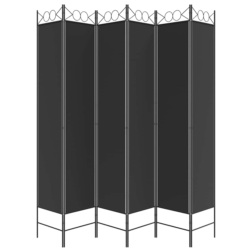 6-Panel Room Divider Black 240x220 cm Fabric