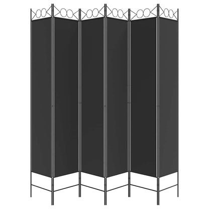 6-Panel Room Divider Black 240x220 cm Fabric