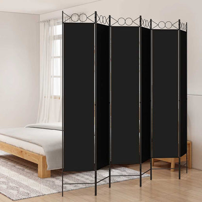6-Panel Room Divider Black 240x220 cm Fabric