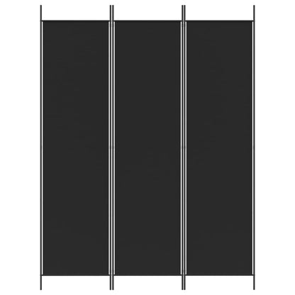 3-Panel Room Divider Black 150x200 cm Fabric