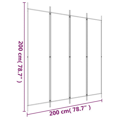 4-Panel Room Divider White 78.7"x78.7" Fabric