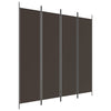 4-Panel Room Divider Brown 200x200 cm Fabric