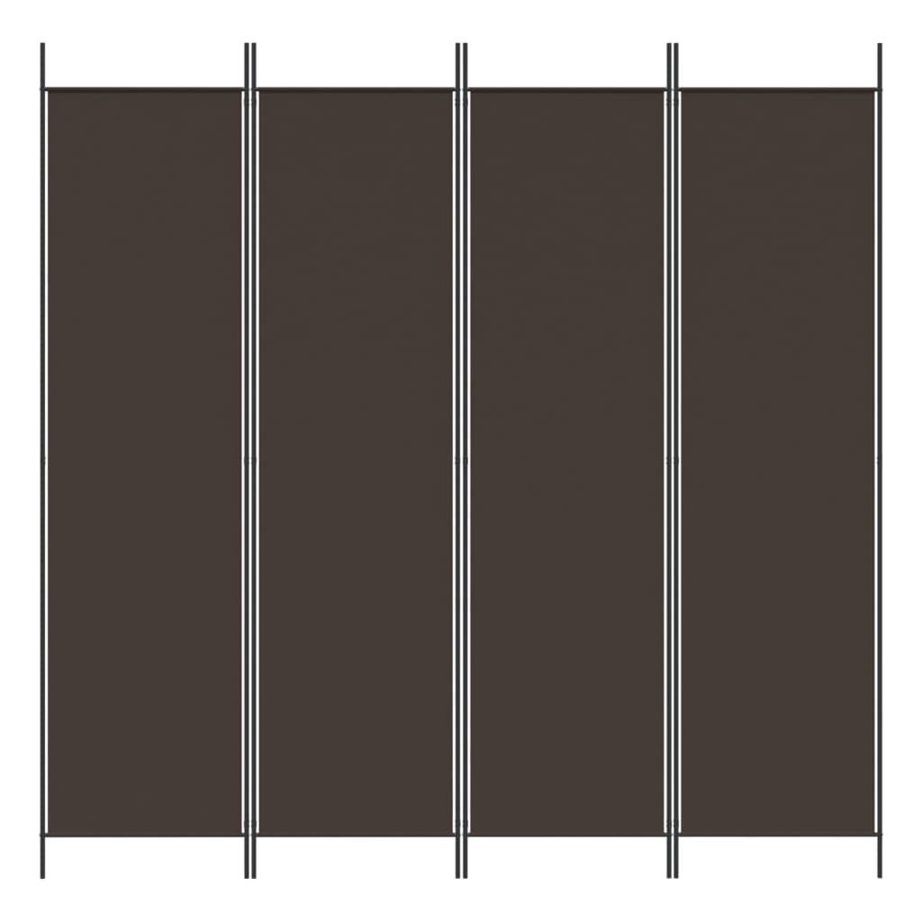 4-Panel Room Divider Brown 200x200 cm Fabric