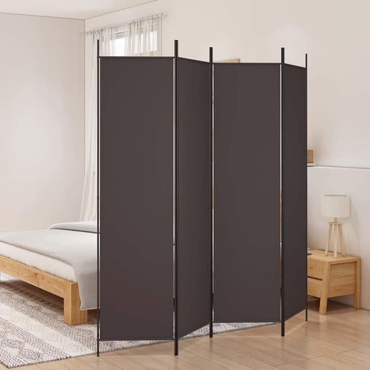 4-Panel Room Divider Brown 200x200 cm Fabric