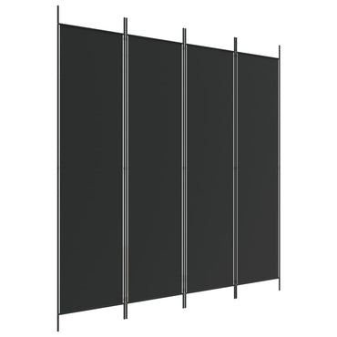 4-Panel Room Divider Black 200x200 cm Fabric