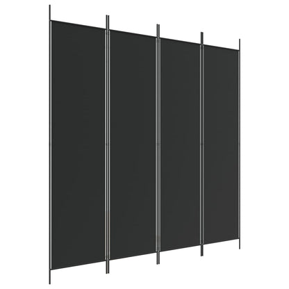 4-Panel Room Divider Black 200x200 cm Fabric