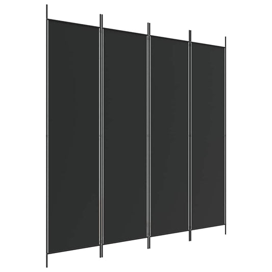 4-Panel Room Divider Black 200x200 cm Fabric