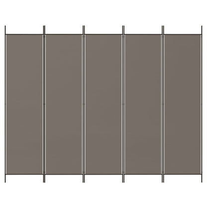 5-Panel Room Divider Anthracite 250x200 cm Fabric