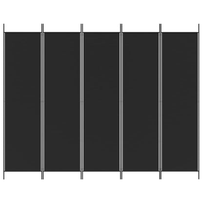 5-Panel Room Divider Black 250x200 cm Fabric