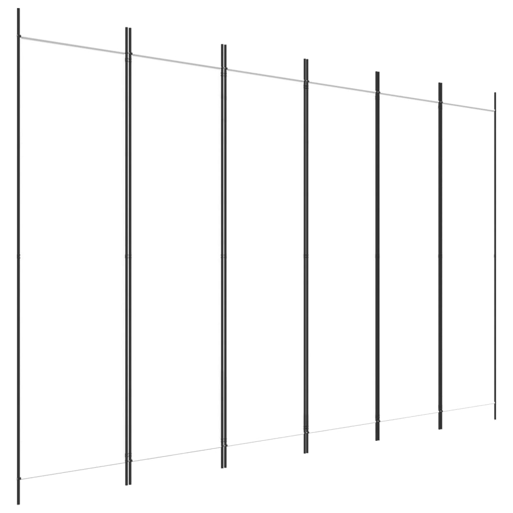 6-Panel Room Divider White 300x200 cm Fabric