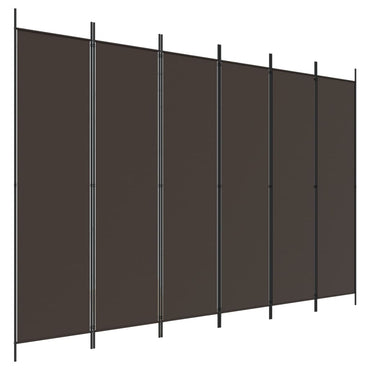 6-Panel Room Divider Brown 300x200 cm Fabric