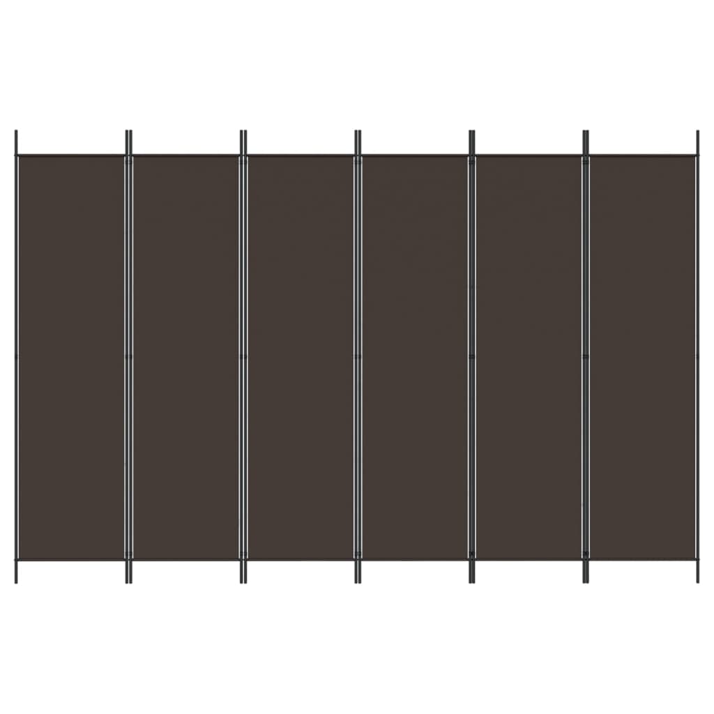 6-Panel Room Divider Brown 300x200 cm Fabric