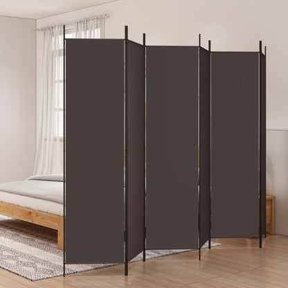 6-Panel Room Divider Brown 300x200 cm Fabric