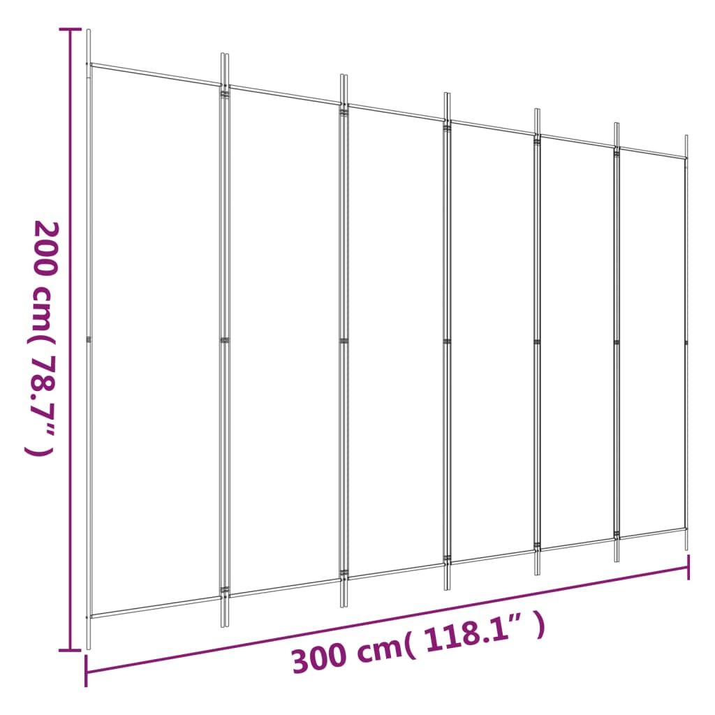 6-Panel Room Divider Anthracite 300x200 cm Fabric