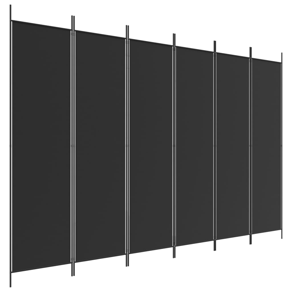 6-Panel Room Divider Black 300x200 cm Fabric