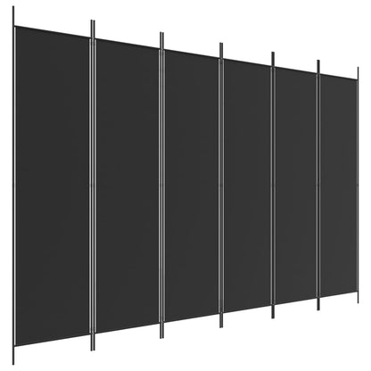 6-Panel Room Divider Black 300x200 cm Fabric