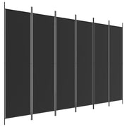 6-Panel Room Divider Black 300x200 cm Fabric