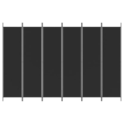 6-Panel Room Divider Black 300x200 cm Fabric