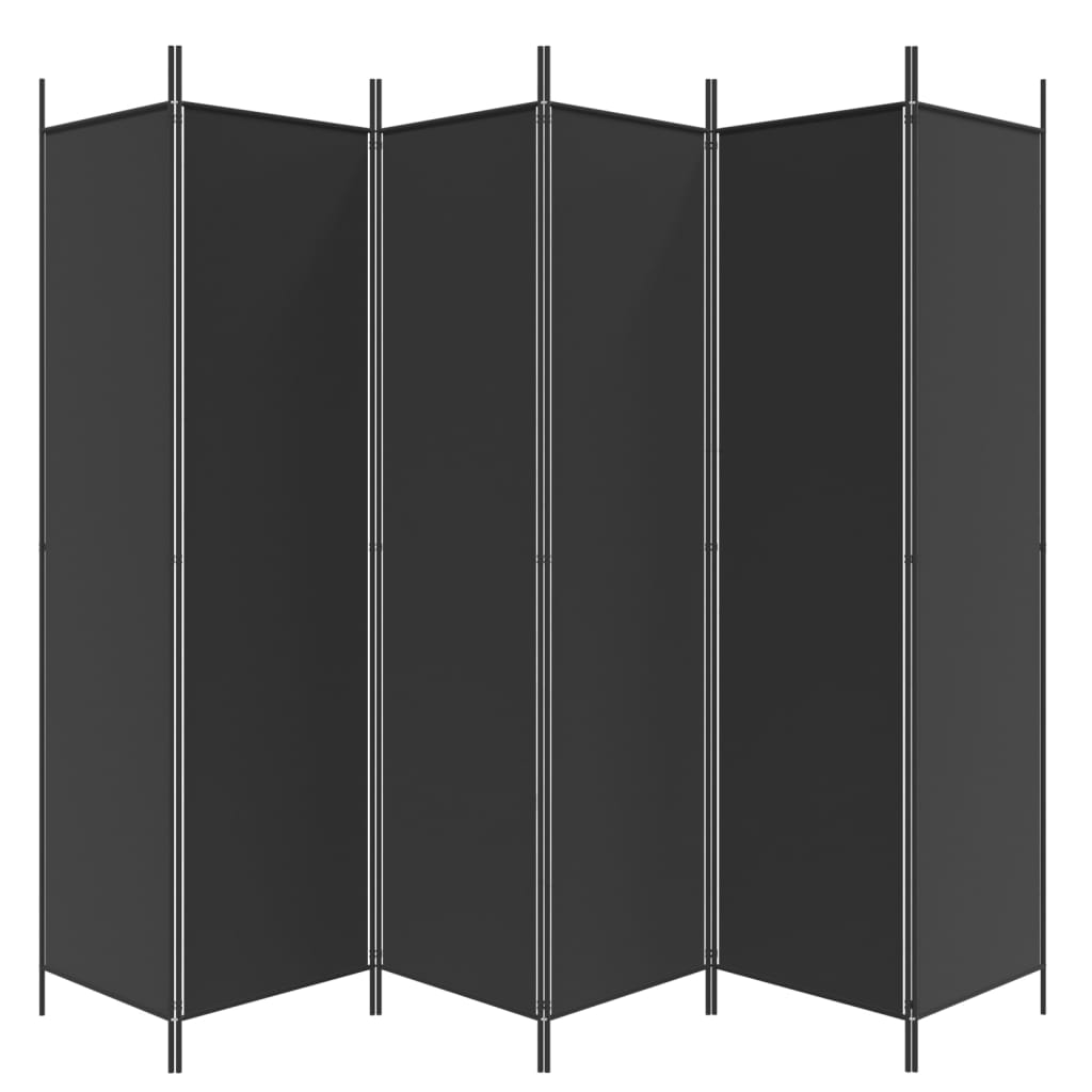 6-Panel Room Divider Black 300x200 cm Fabric