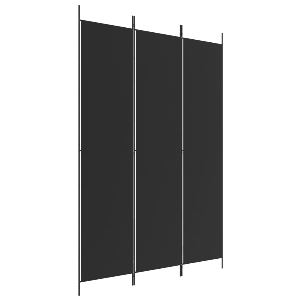 3-Panel Room Divider Black 150x220 cm Fabric