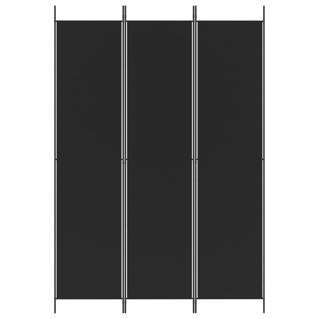 3-Panel Room Divider Black 150x220 cm Fabric