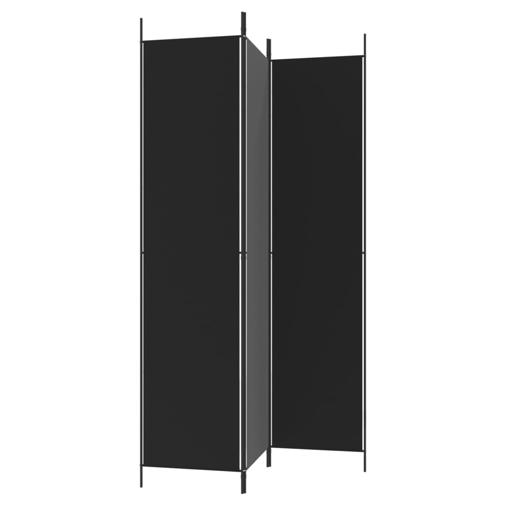 3-Panel Room Divider Black 150x220 cm Fabric