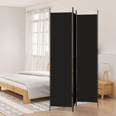 3-Panel Room Divider Black 59.1"x86.6" Fabric